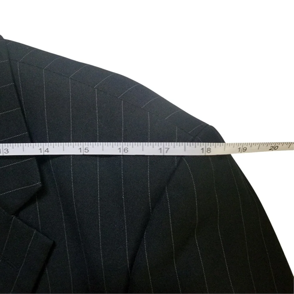 Martino Uomo Moda Black/navy Pinstripe 2 Pc Suit Blazer Pants Men's 34x32